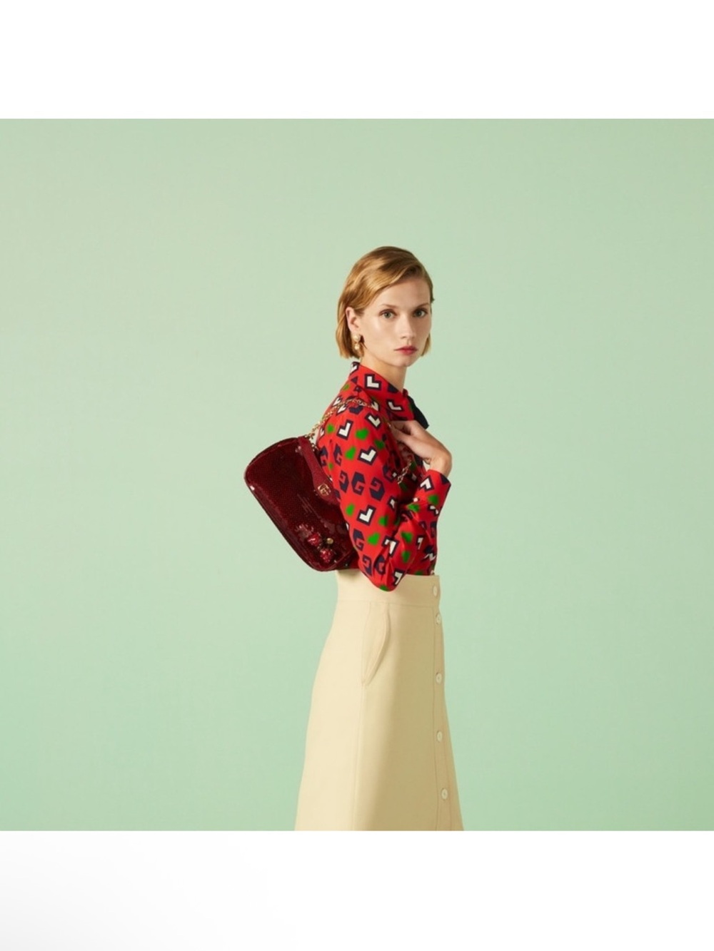 Gucci GG Marmont Strawberry Red Sequin Shoulder Bag - Picture 7 of 8